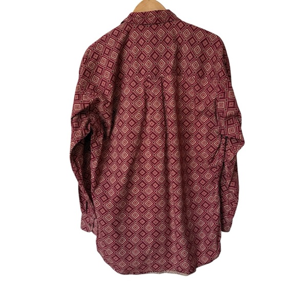 VINTAGE! Chaps x Ralph Lauren Men's Geometric Red Long Sleeve Button-Up Shirt M - Picture 5 of 7